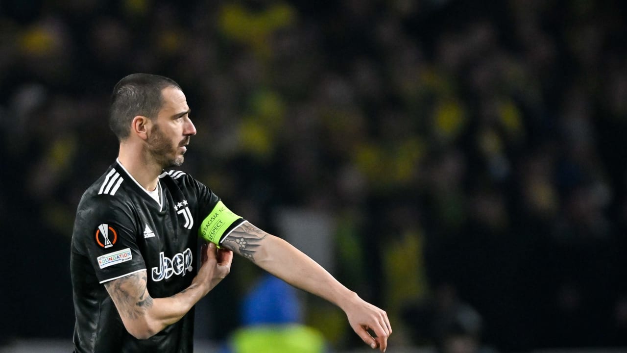 Leonardo Bonucci in azione durante Nantes - Juventus