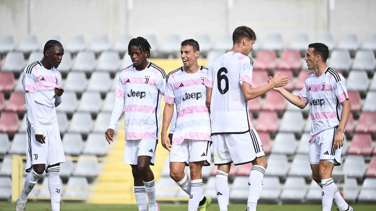 L'esultanza della Juventus Next Gen durante l'amichevole con l'Alessandria