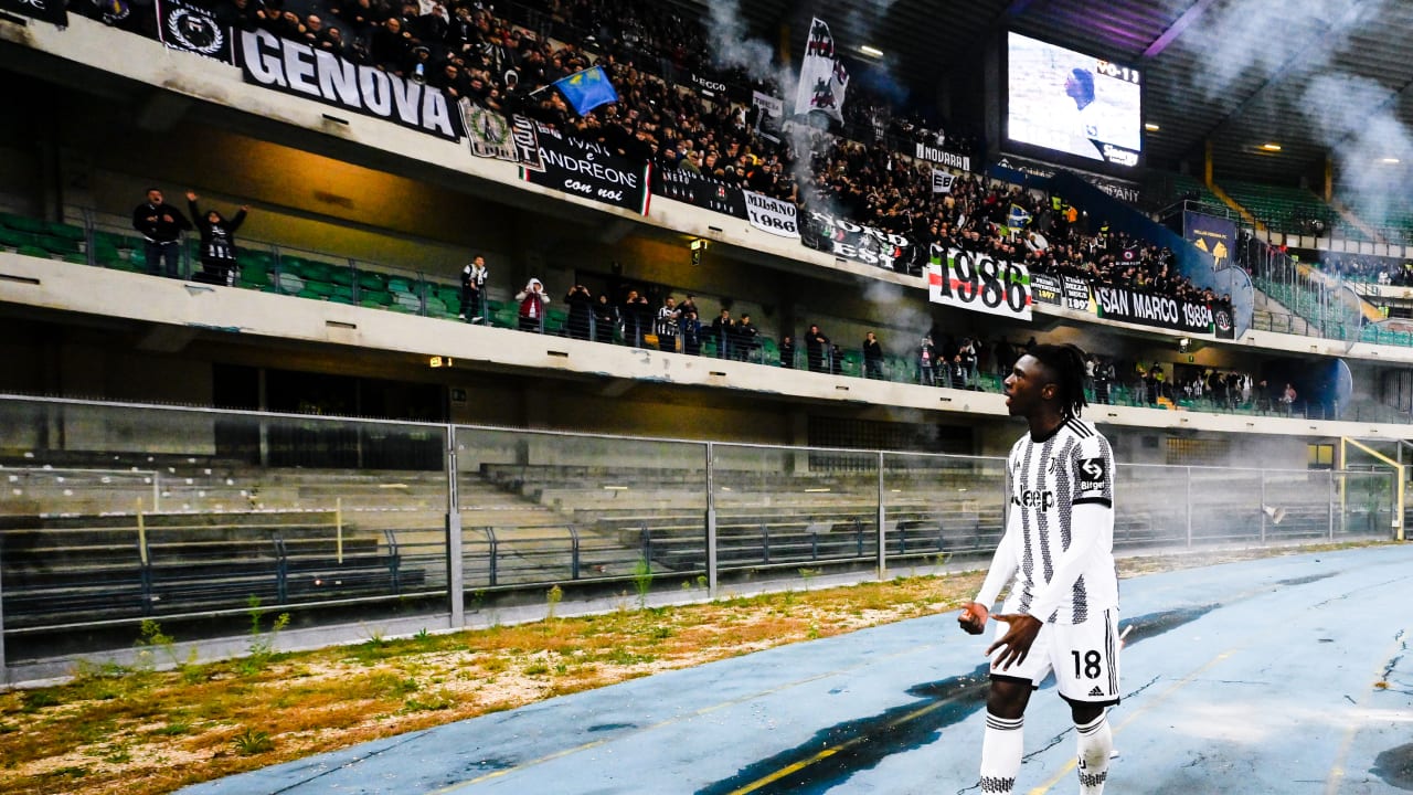 HELLAS VERONA-JUVENTUS 2022/23 Moise Kean esulta