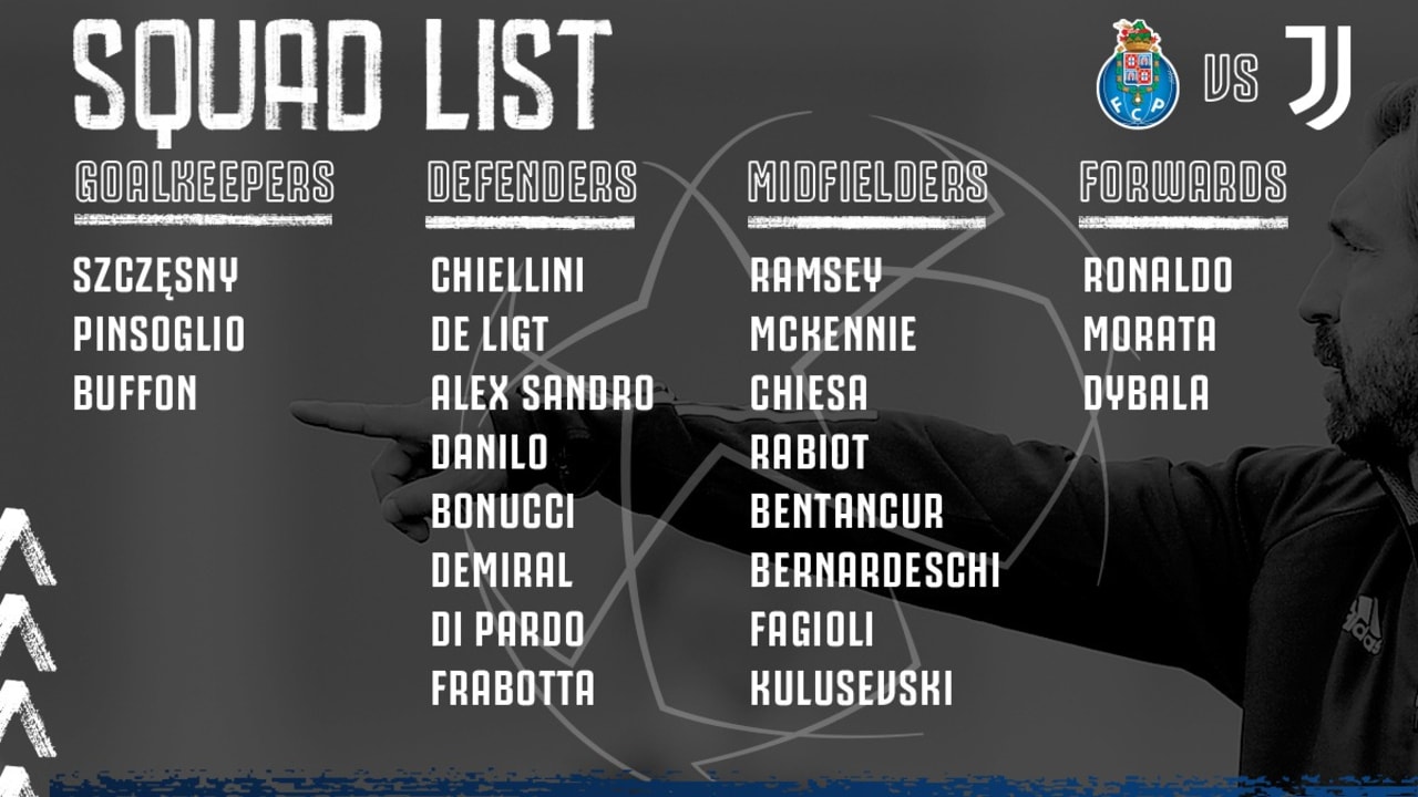 لیست بازیکنان برای بازی با پورتو