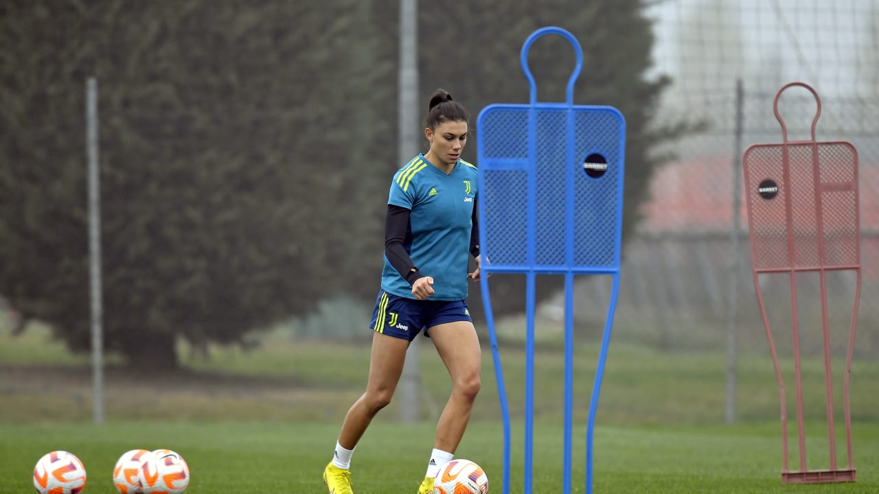 Agnese Bonfantini in azione durante un allenamento a Vinovo