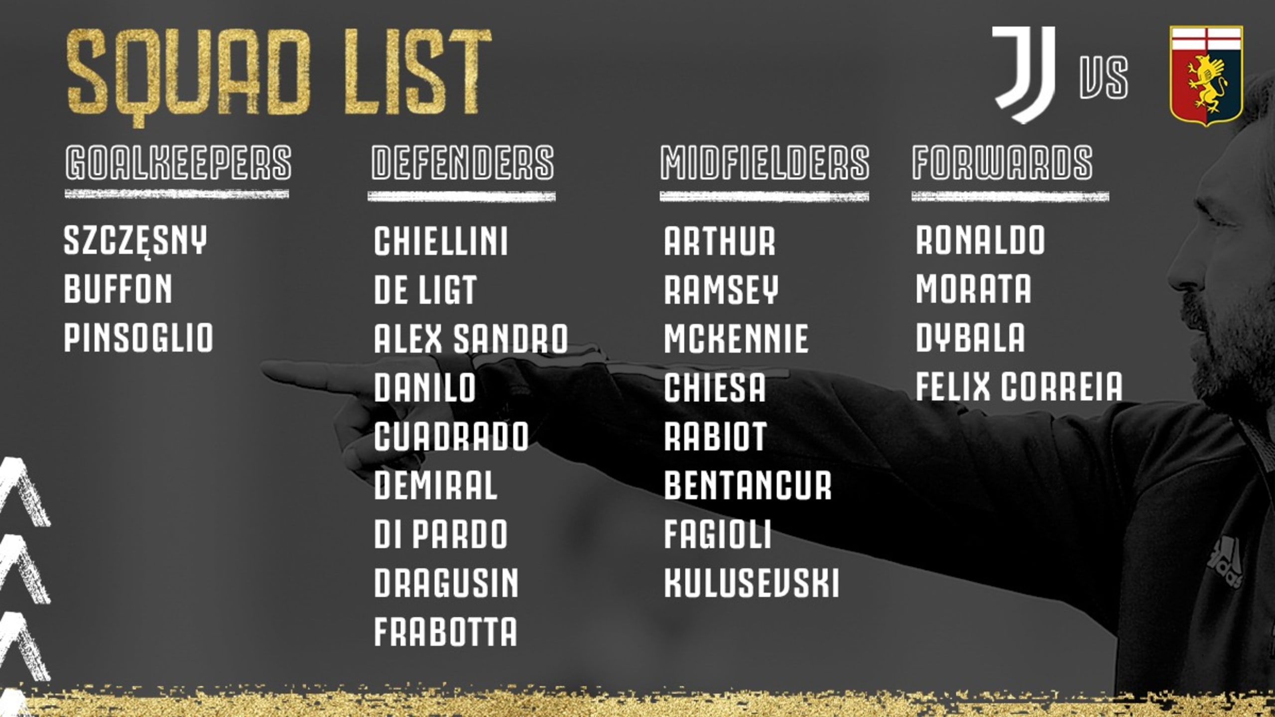 لیست بازیکنان تیم برای دیدار با جنوا