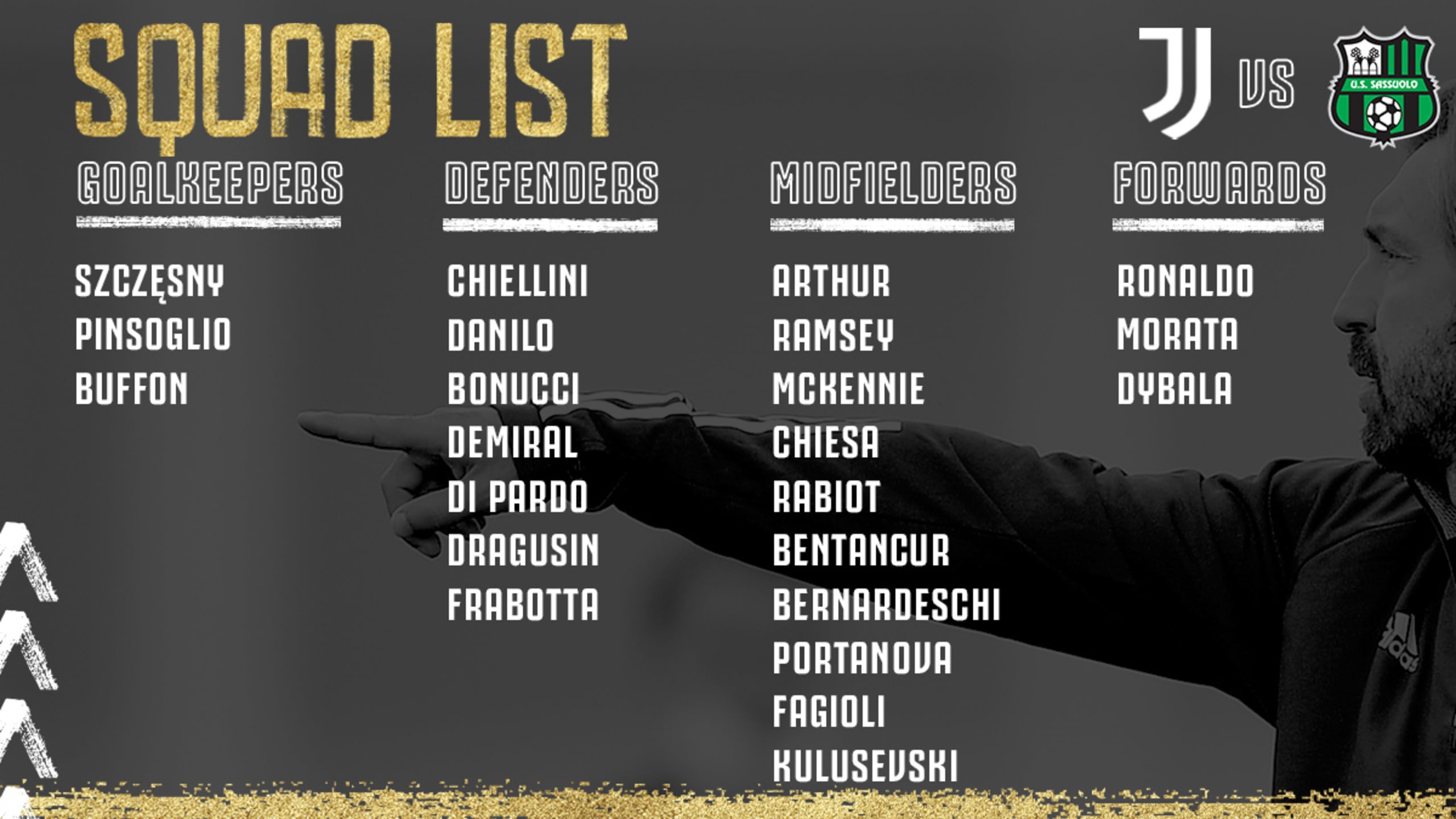 لیست بازیکنان برای بازی با میلان JOFC