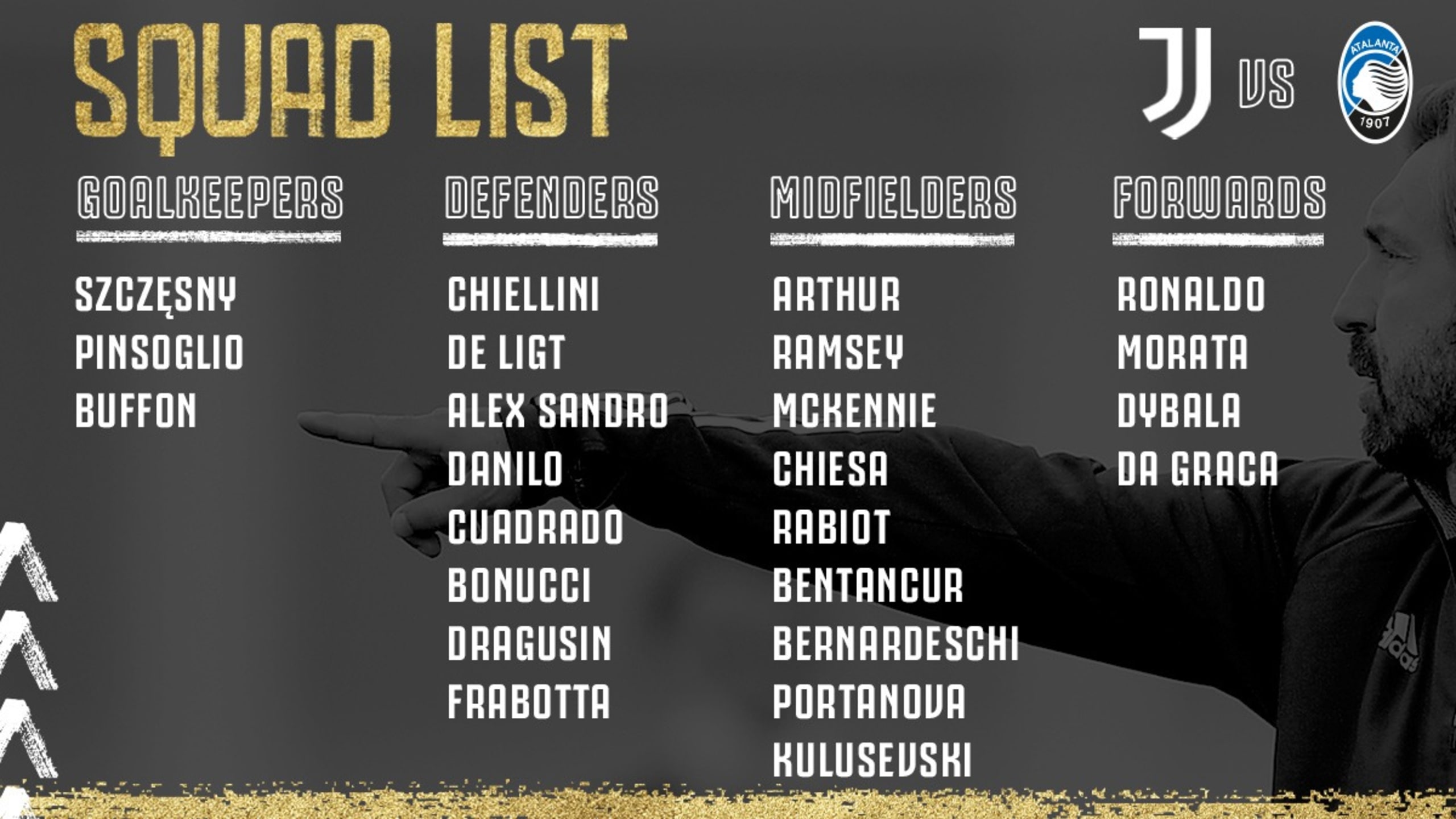 لیست نفرات برای بازی با آتالانتا