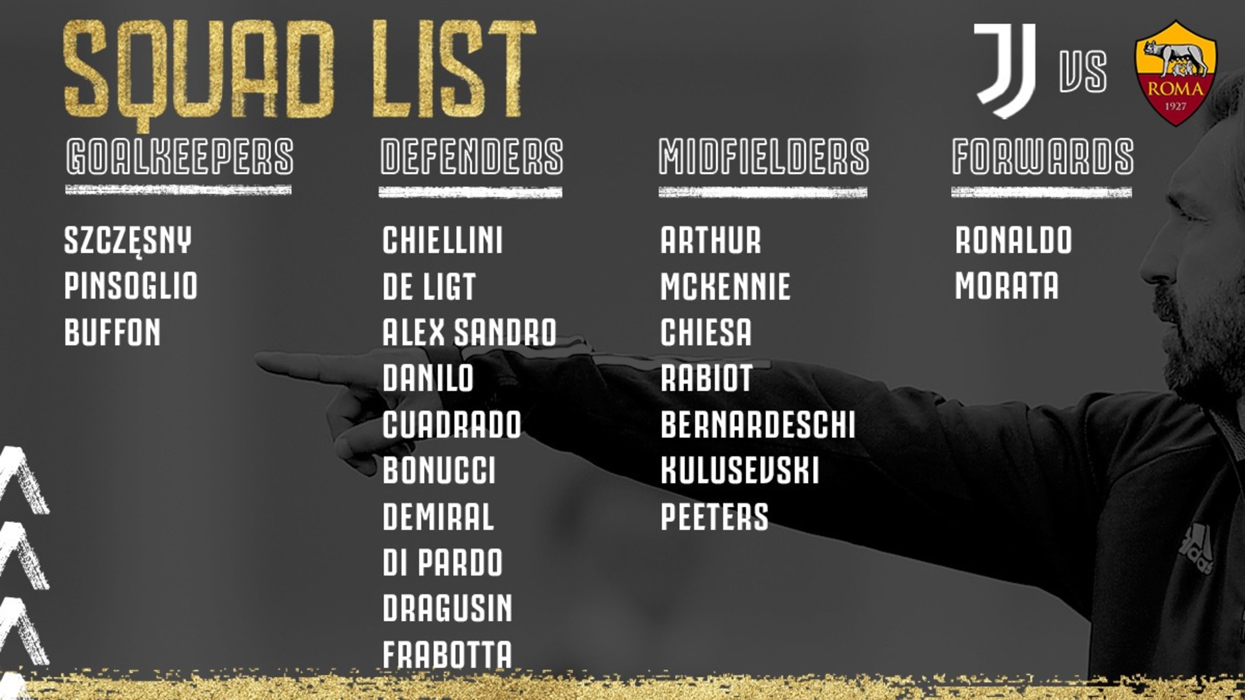 لیست بازیکنان برای بازی با رم