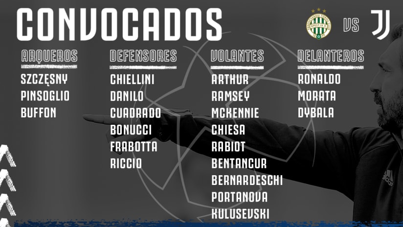 Convocados para el Ferencvàros-Juve - Juventus