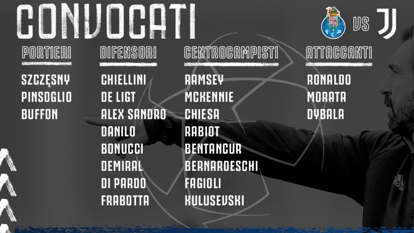 convocati porto juve