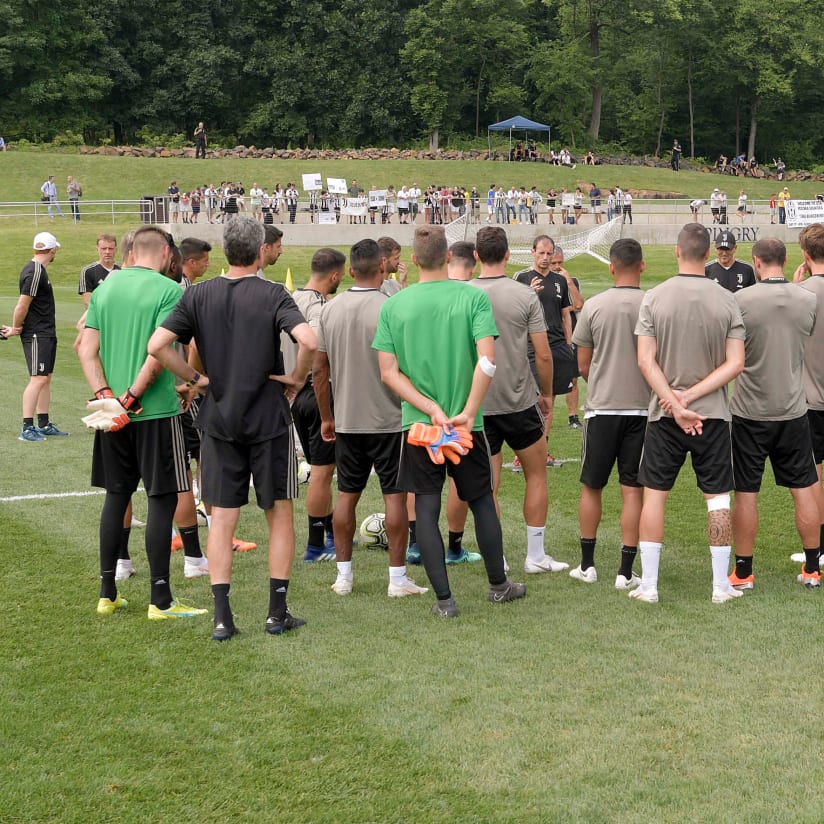 Training in front of the fans!