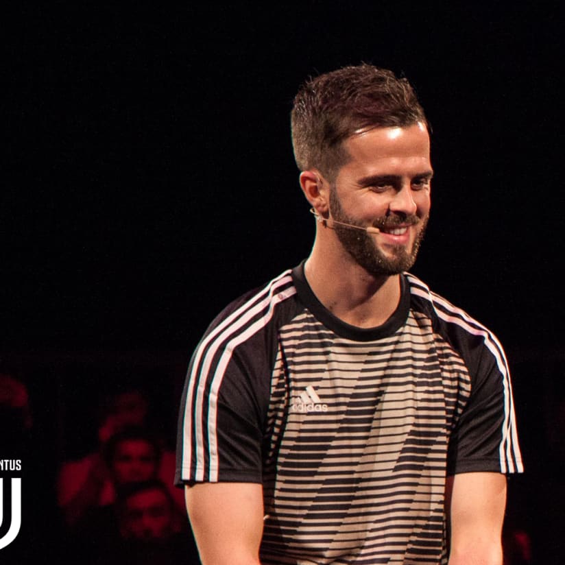 Miralem Pjanic speaks at adidas event in Milan