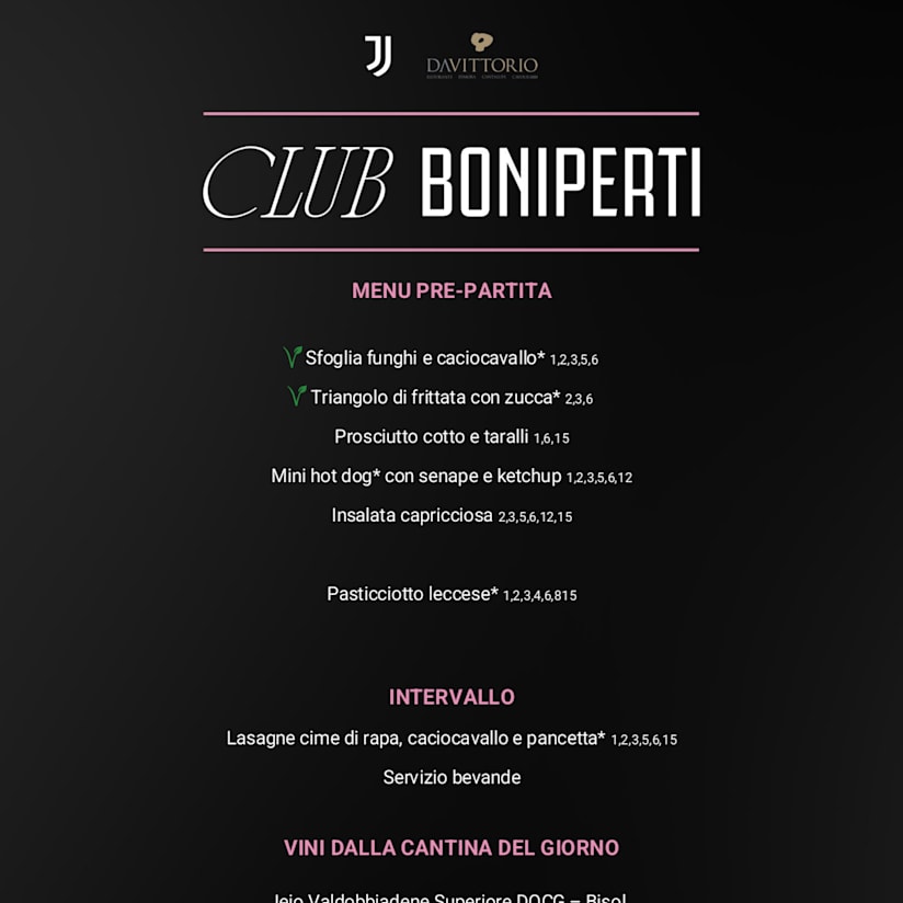 CLUB BONIPERTI Menu J-Lecce