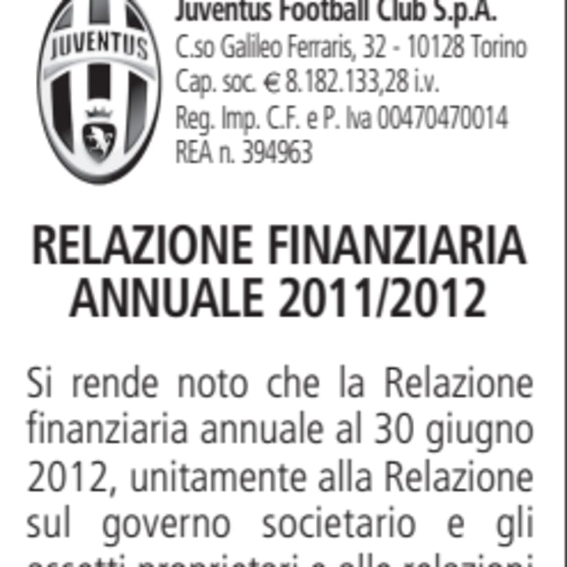 Avviso di messa a disposizione Relazione finanziaria annuale