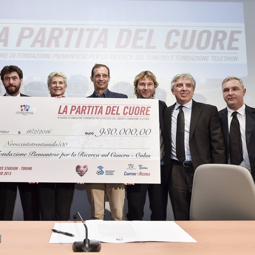 Partita del Cuore 2015: consegnato oggi l’assegno a Candiolo