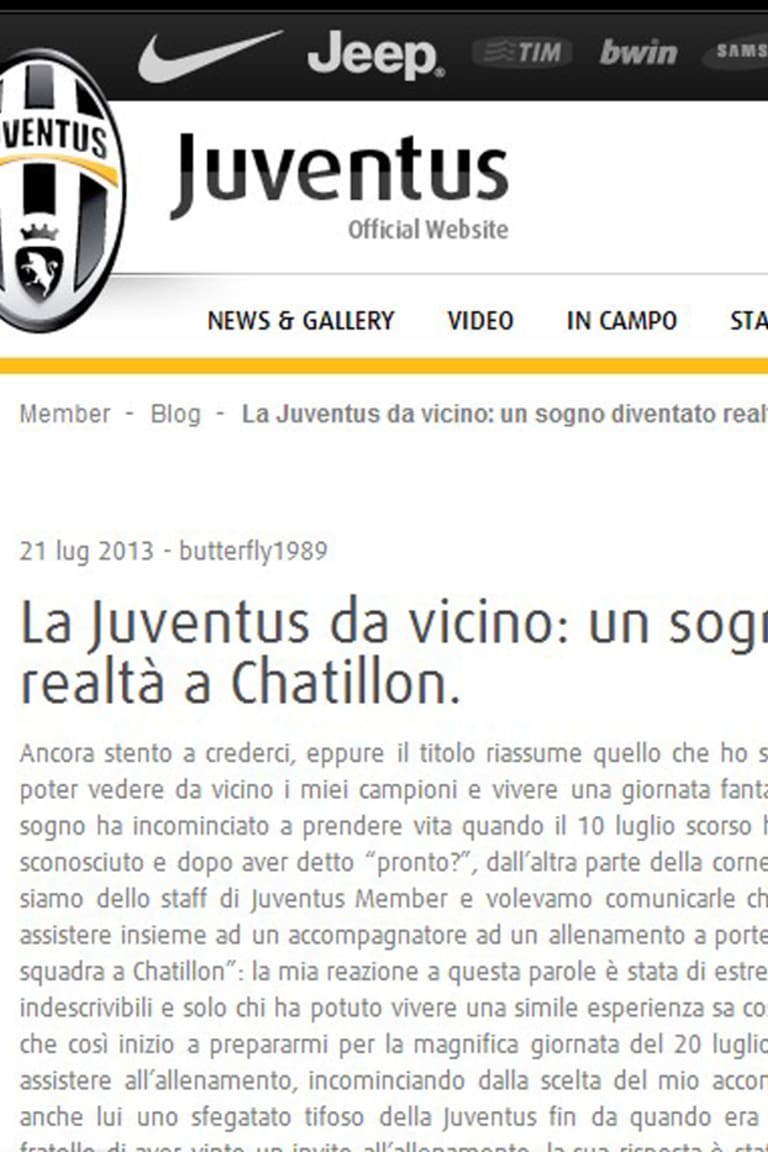 Diventa blogger, vinci la Juve!