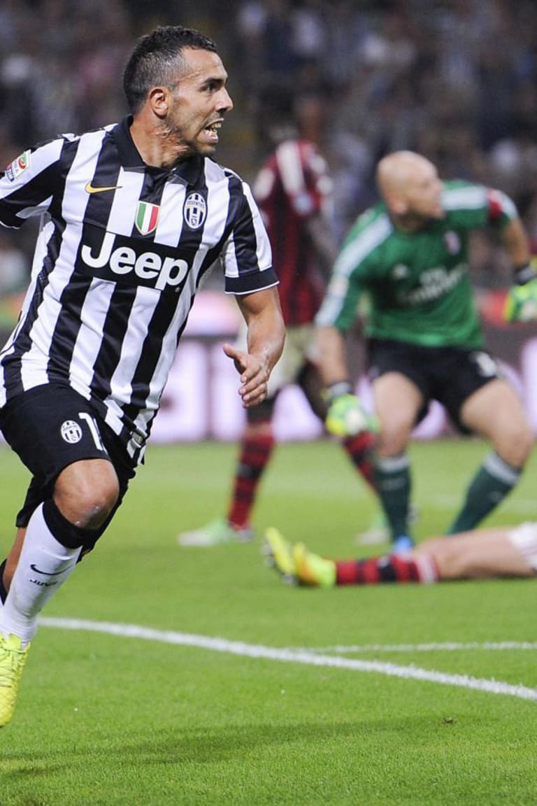 Tevez strikes as Juve march on in Milan