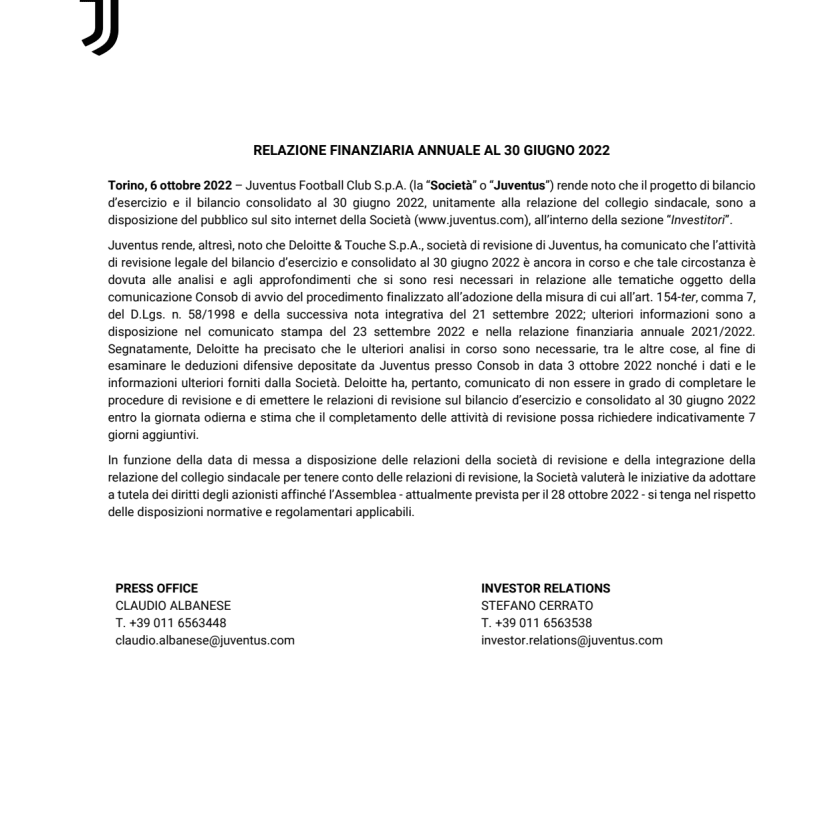 Relazione finanziaria annuale al 30 giugno 2022